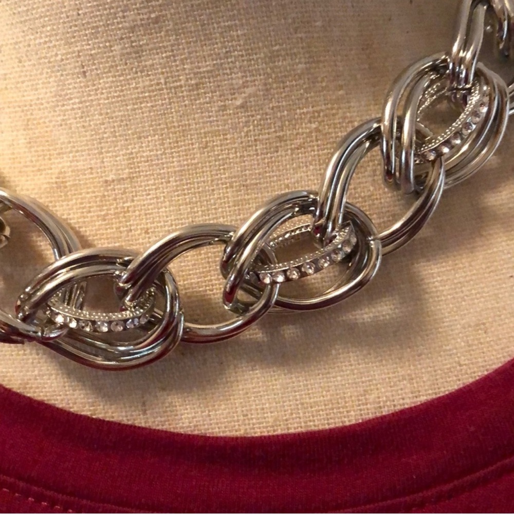 Silver Chain Statement Necklace Set - image 6